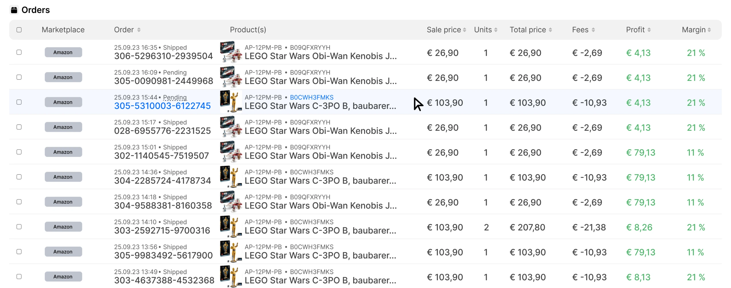 SellerMagnet Dashboard Orders List
