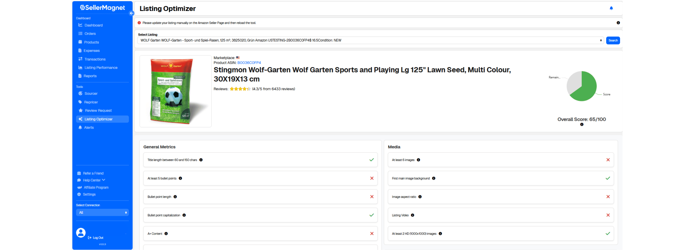 SellerMagnet Dashboard Review Request Tab