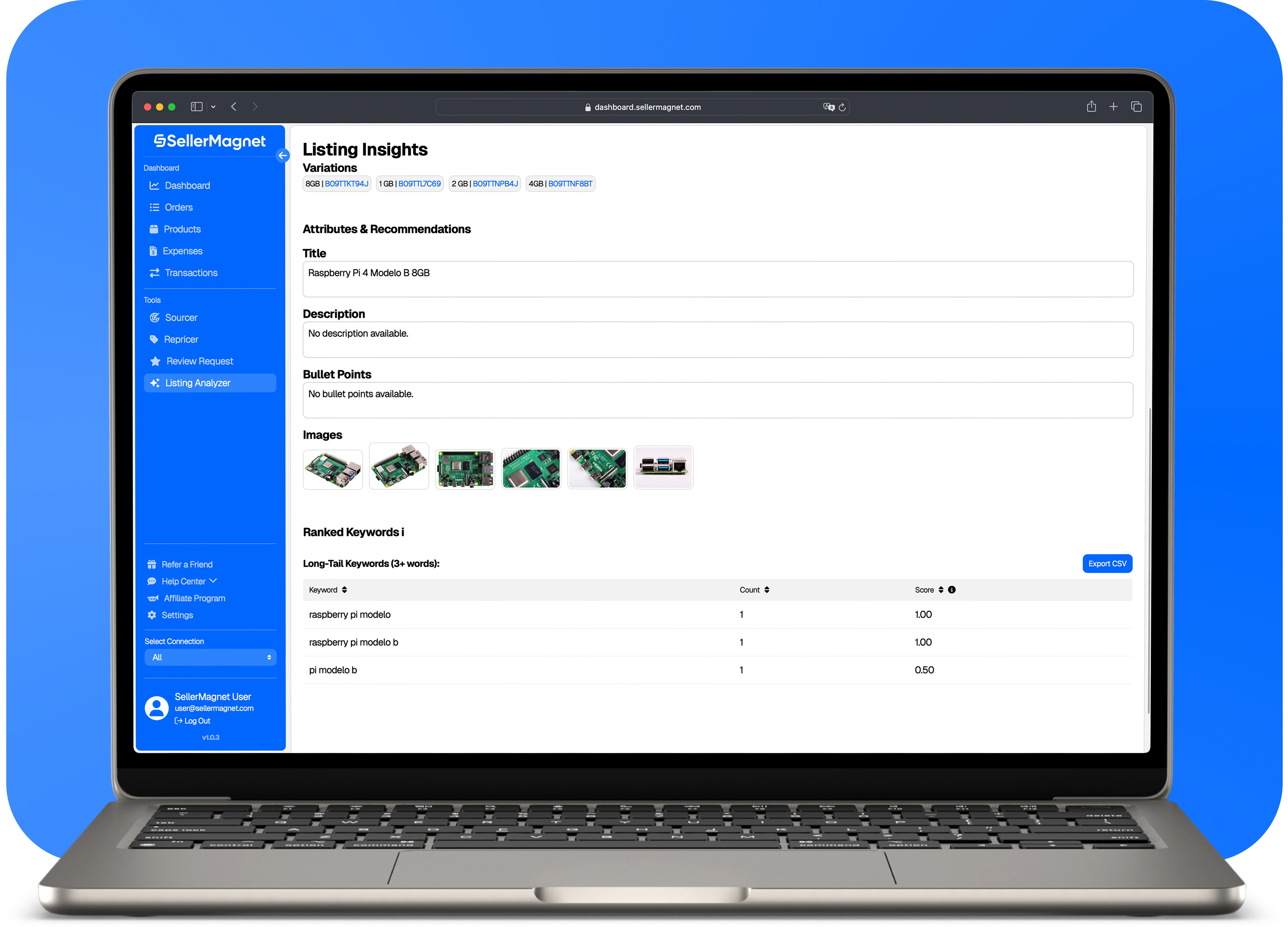 SellerMagnet Dashboard Products Table